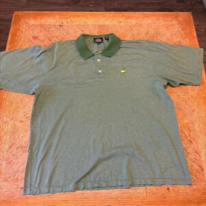 Masters Clubhouse Collection Men’s Golf Polo Green Striped Size XL Made Italy